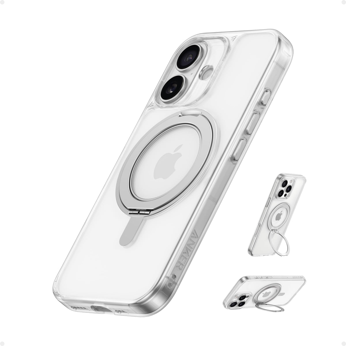 ANKERXI MagGo Magnetic Phone Case with Stand (360° Ring Stand, for iPhone 16) Transparent / iPhone 16