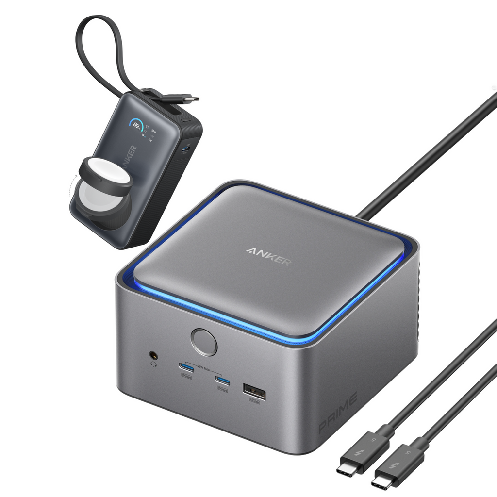 ANKERXI Prime TB5 docking station (14-i-1, 8K, Thunderbolt 5) + MagGo Power Bank (10K, 35W, for Apple Watch)