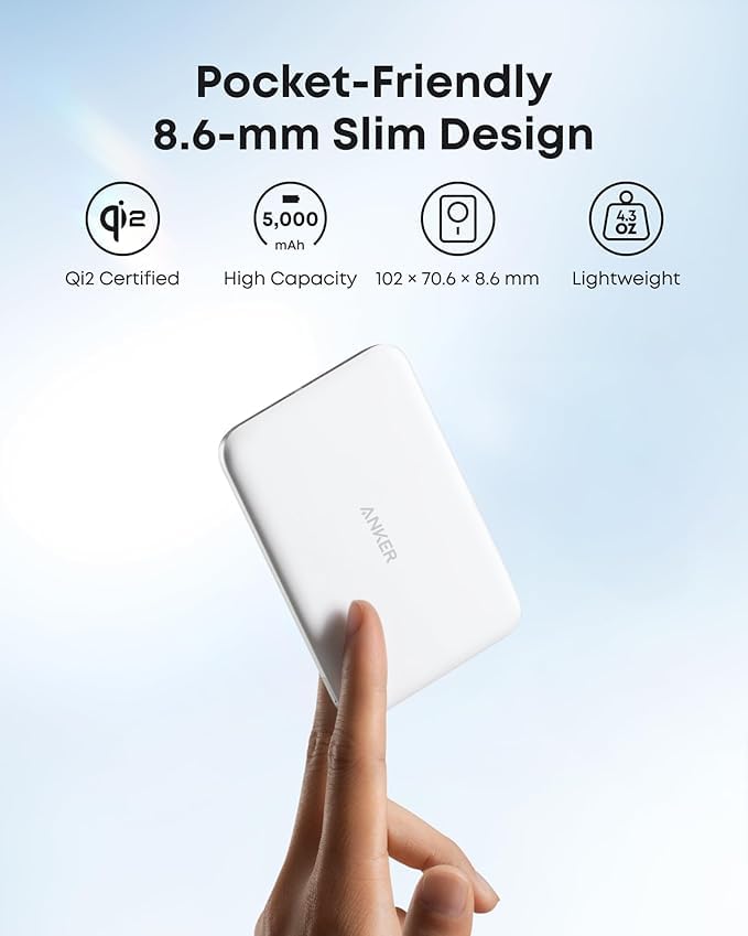 ANKERXI Nano 45W Smart Display Charger and 5K Wireless Power Bank White