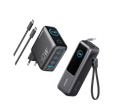 ANKERXI Power Bank (25K, 165W, Built-in + Retractable cable) + ANKERXI Charger (140W, 4-Port, PD 3.1) with USB-C cable black - Default Title