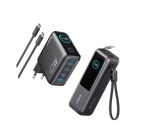 ANKERXI Power Bank (25K, 165W, Built-in + Retractable cable) + ANKERXI Charger (140W, 4-Port, PD 3.1) with USB-C cable black - Default Title