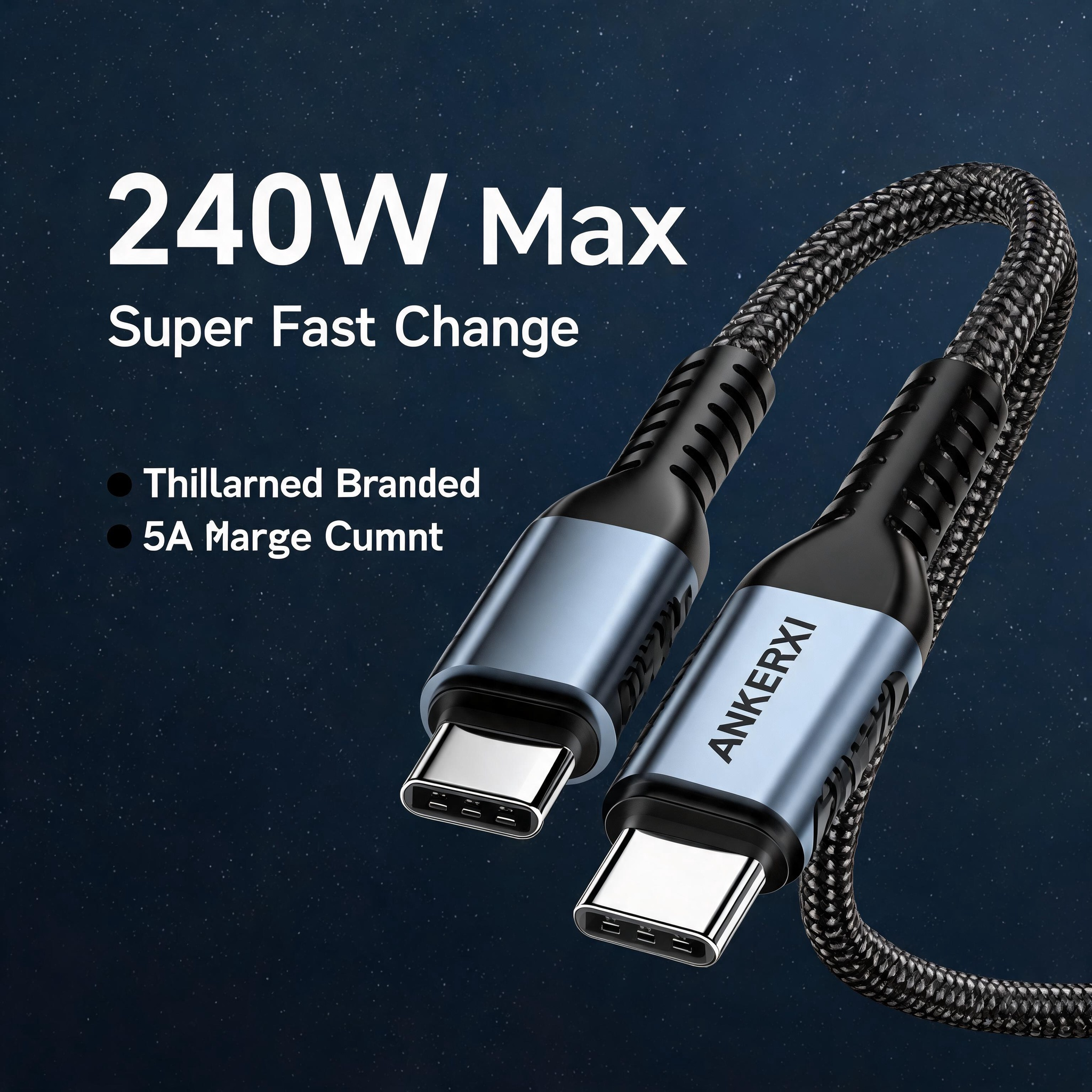 240W Braided USB-C to USB-C Cable