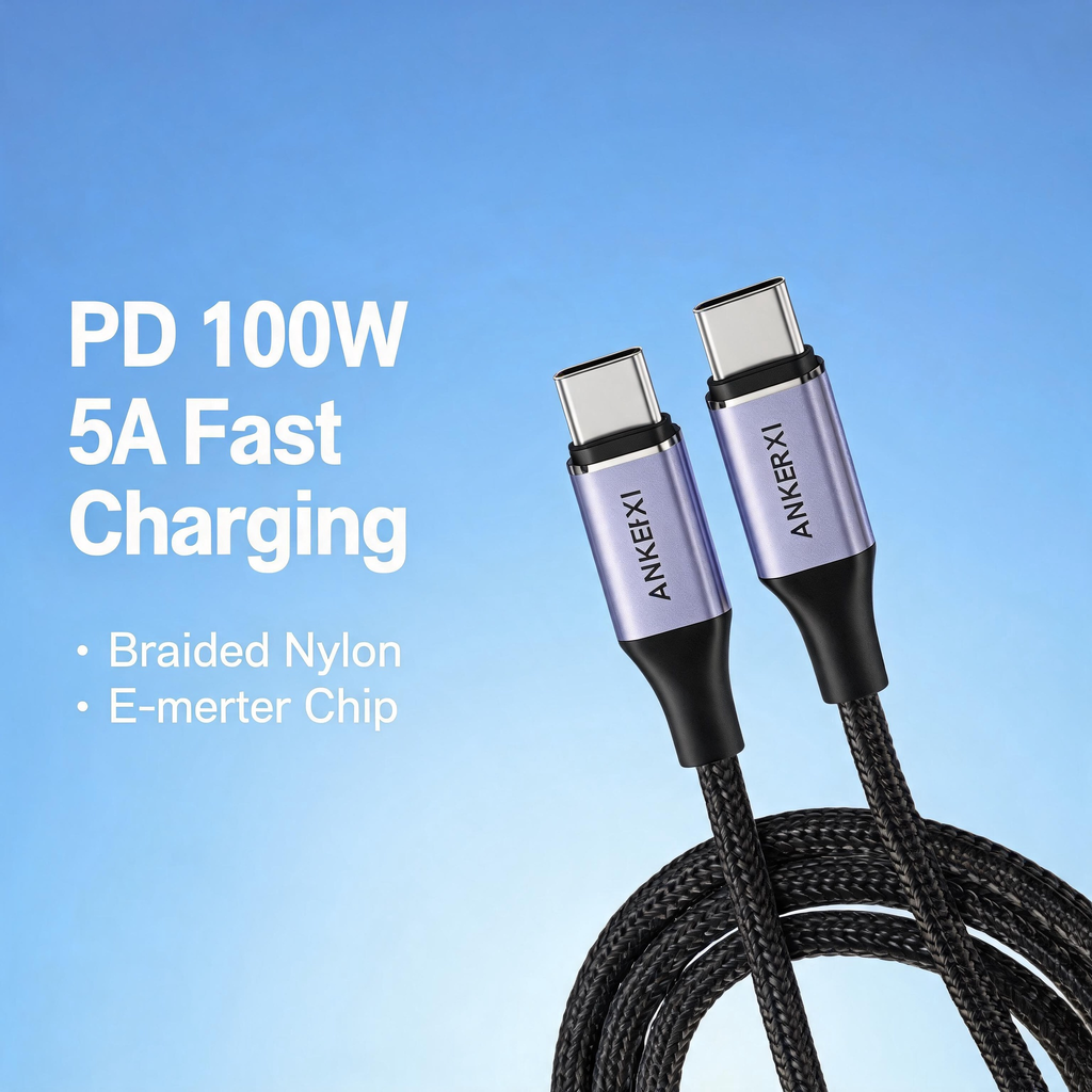 100W Nylon USB-C to USB-C Cable