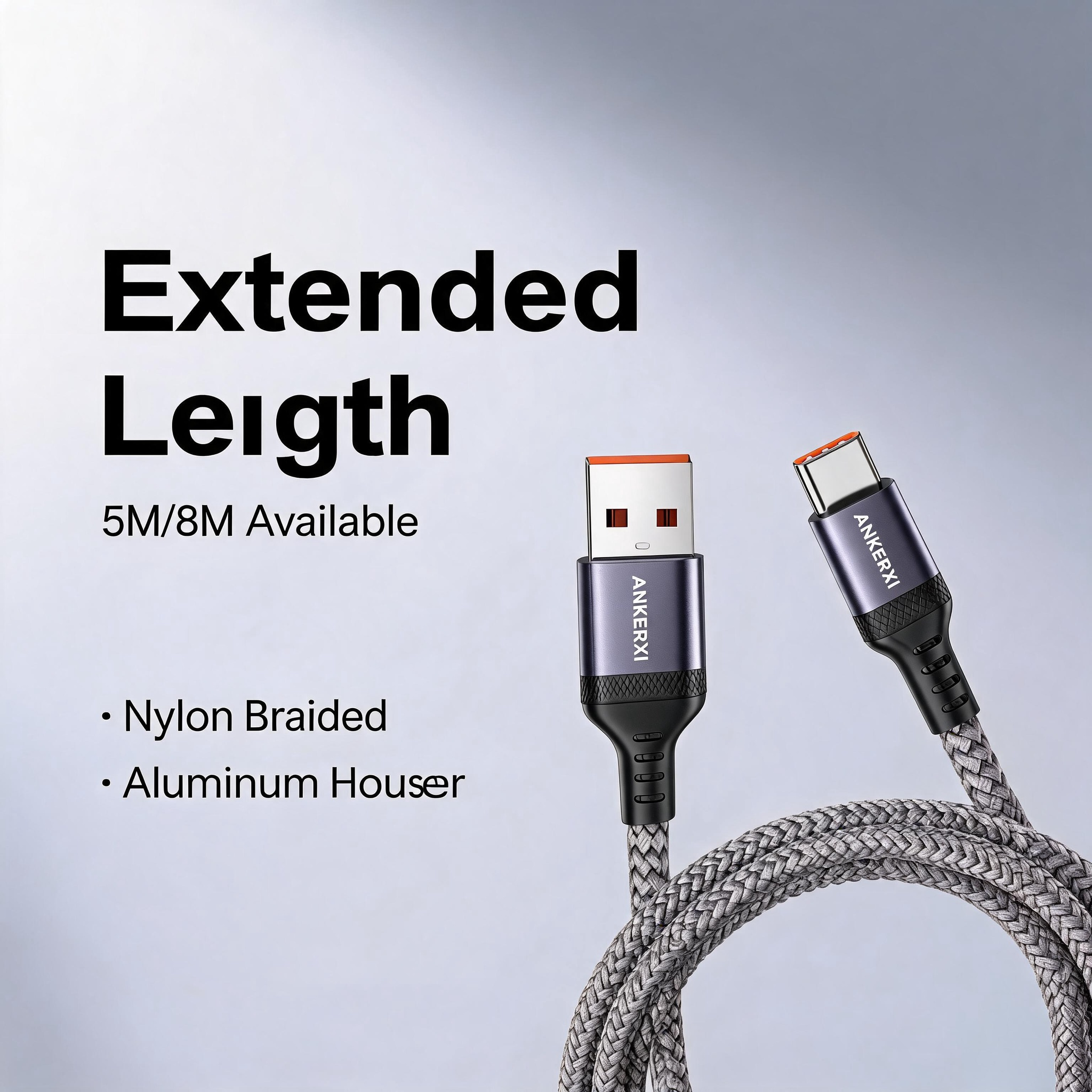 Long Braided USB-A to USB-C Cable