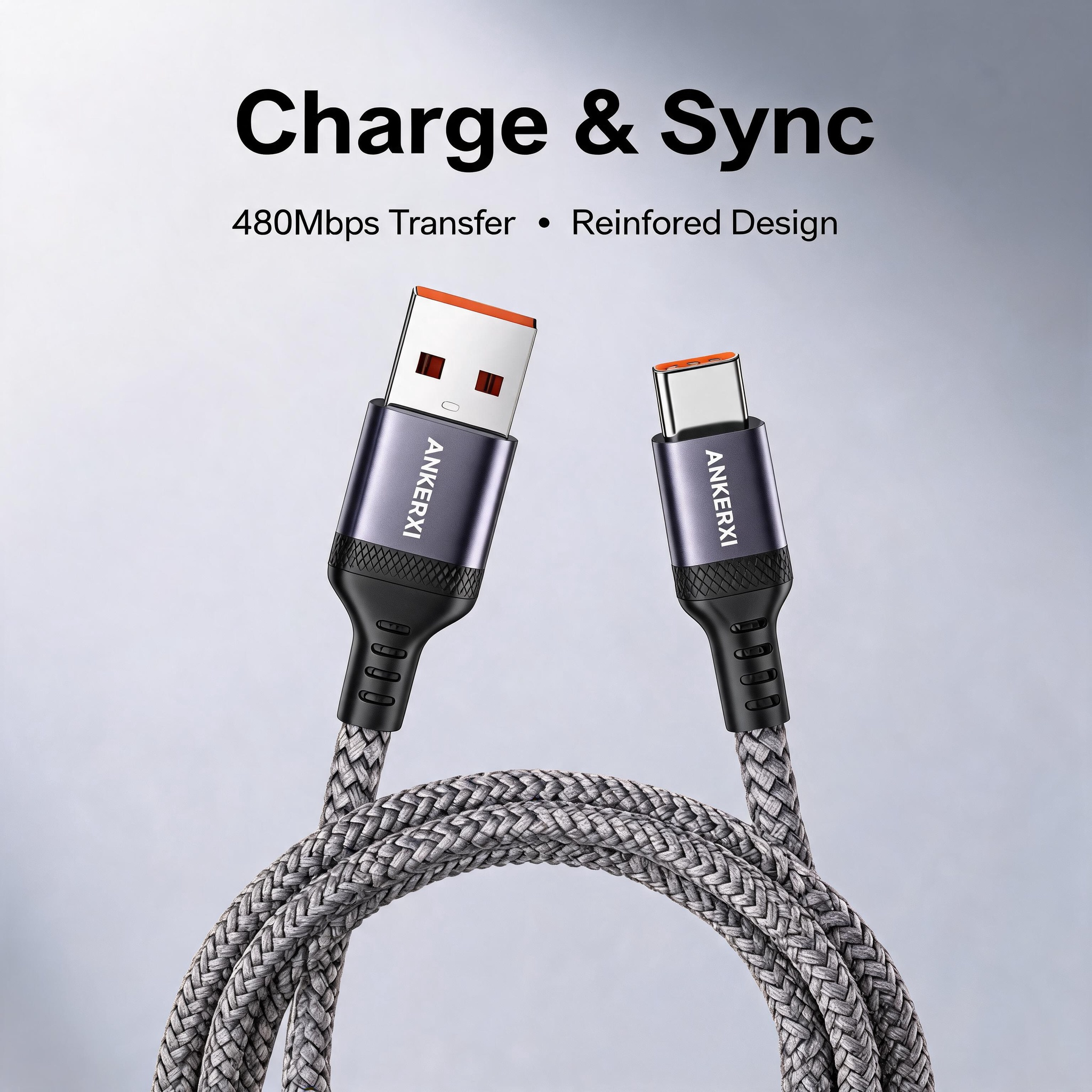 Long Braided USB-A to USB-C Cable