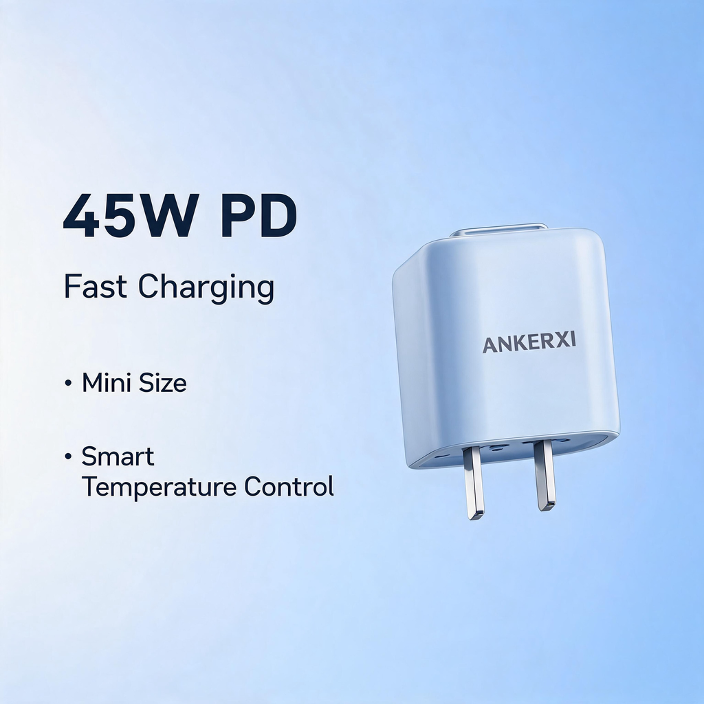 45W Foldable USB-C GaN Charger with Smart Display