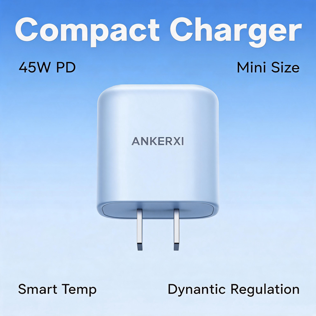 45W Foldable USB-C GaN Charger with Smart Display