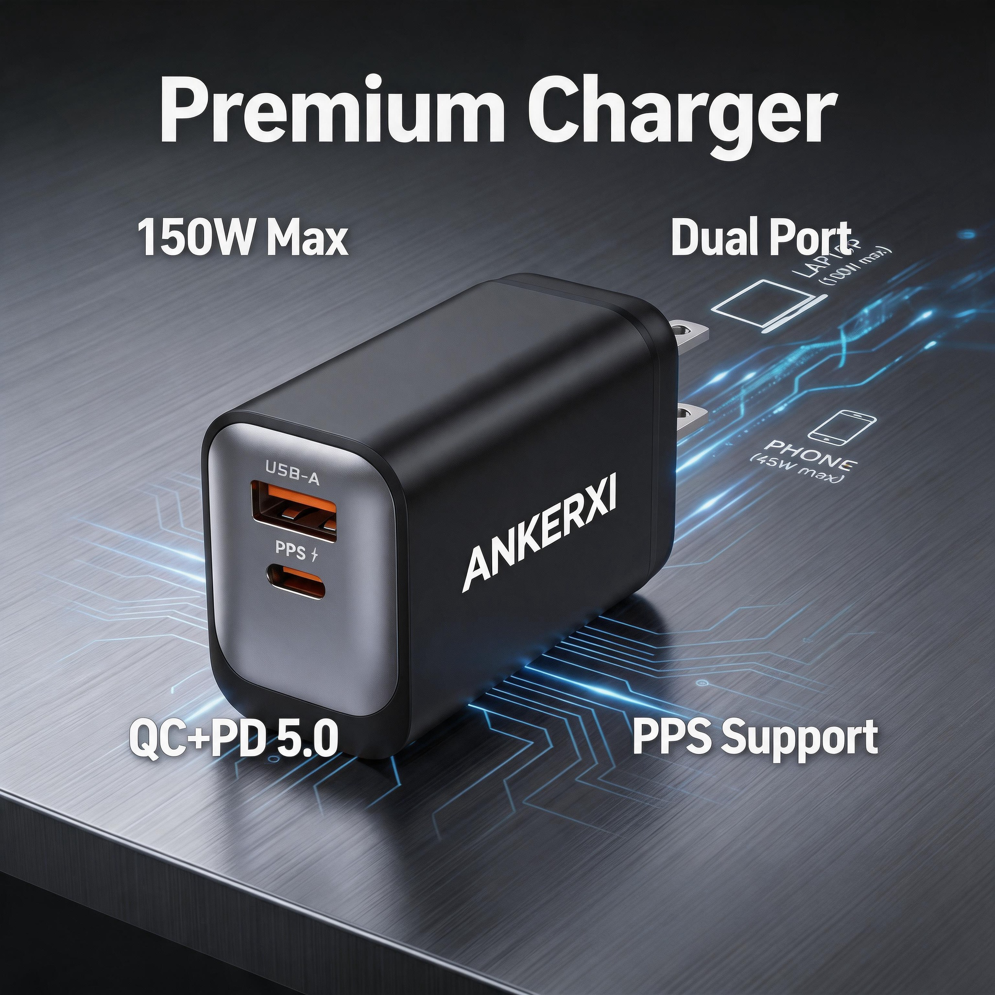 150W Travel Multi-Port USB-C Charger