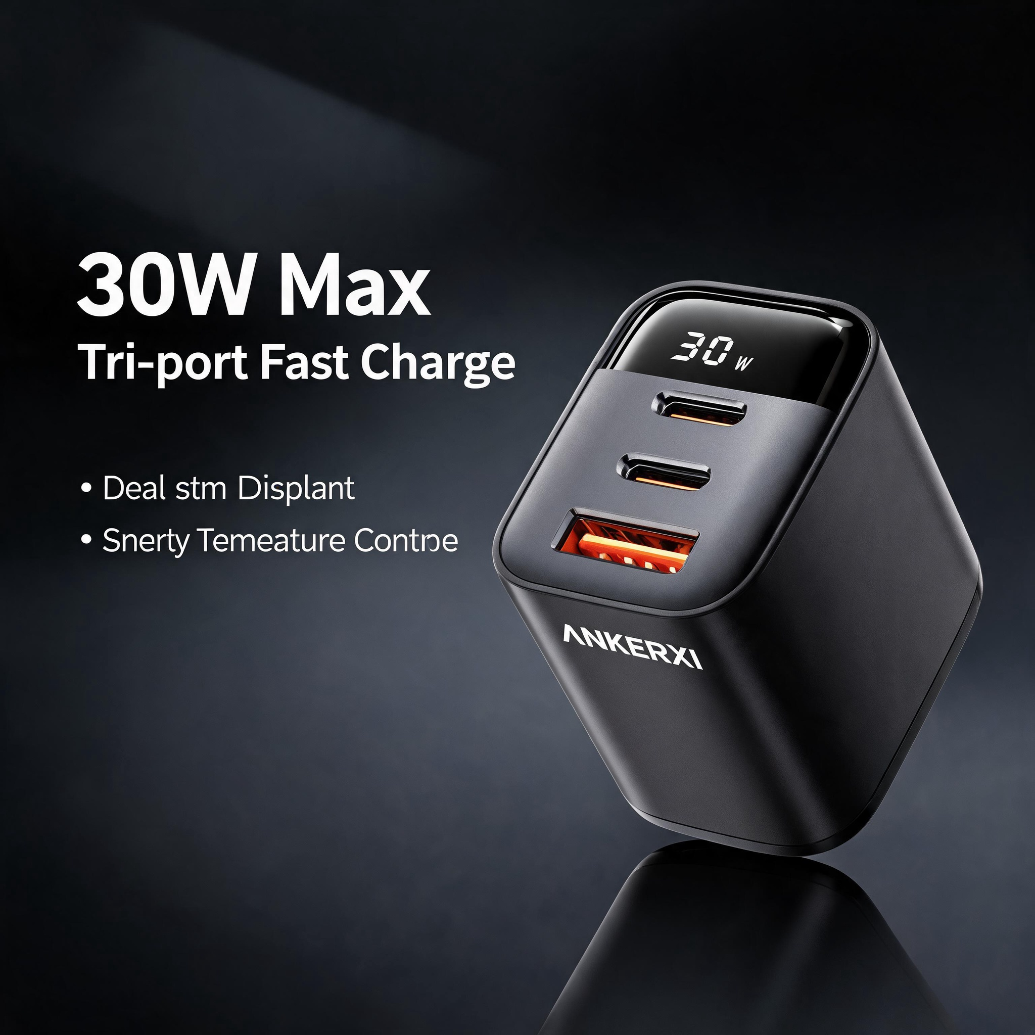 30W 3-Port USB Charger with Digital Display
