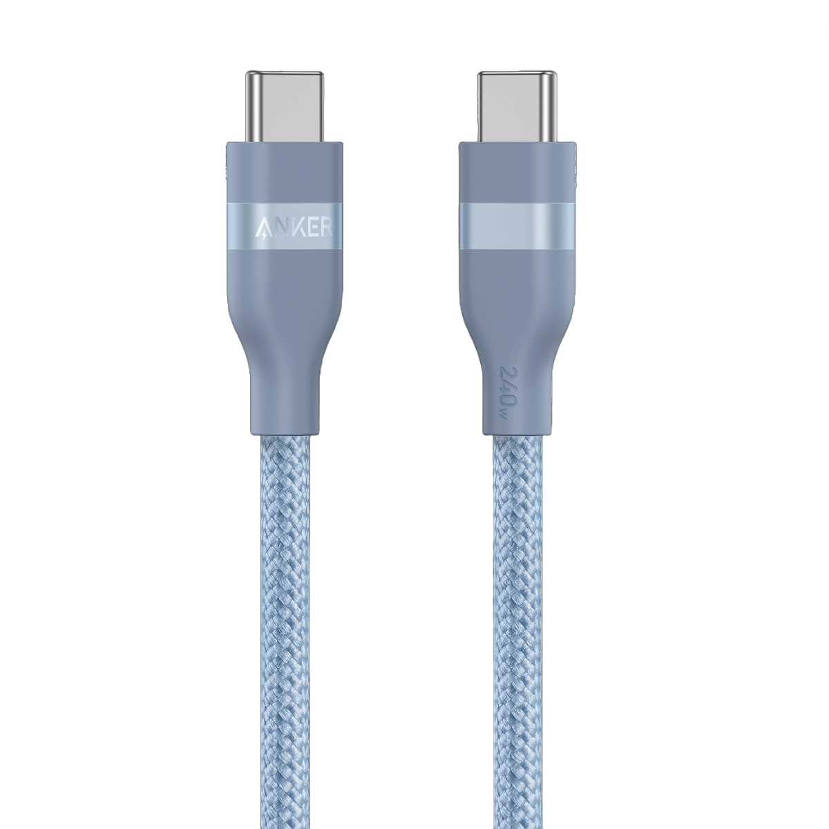 ANKERXI USB-C to USB-C Cable (3 ft / 6 ft, 240W, Upcycled-Braided) 6 ft / - Blue