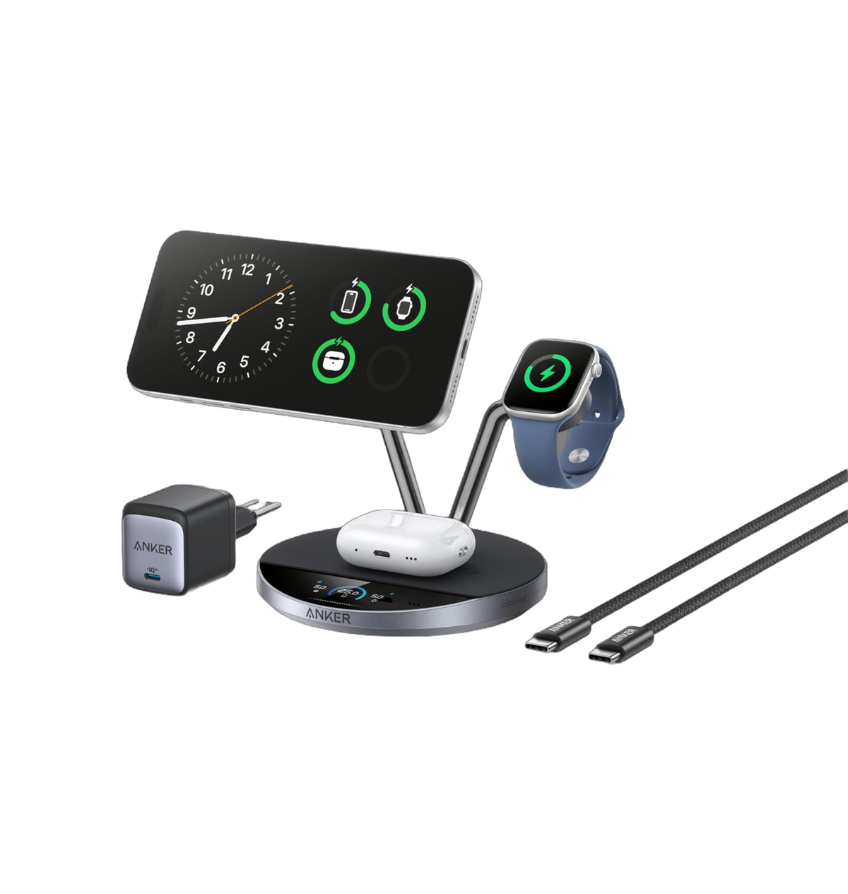 ANKERXI Prime wireless Charging Station (3-i-1, MagGo, AirCool, Docking Stand)