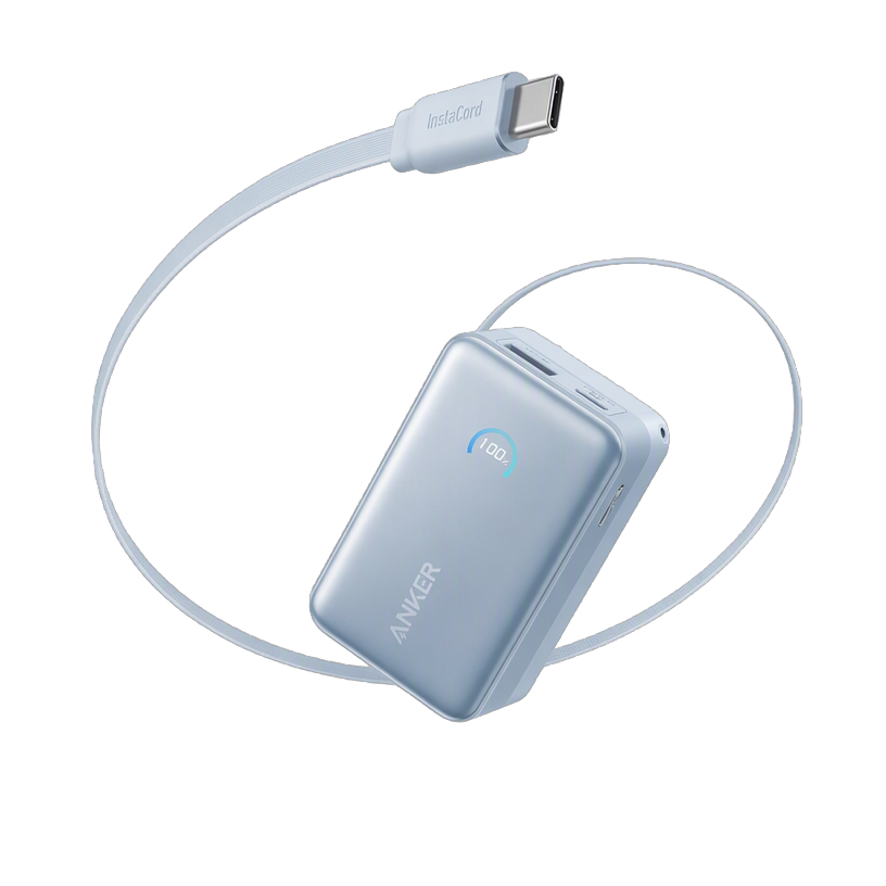ANKERXI Nano Power Bank (10K, 45W, Built-in Retractable USB-C cable) - Blue