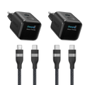 ANKERXI Nano Charger (45W, Smart Display)+ANKERXI USB-C on USB-C cable (90cm / 180cm, 240W, Upcycled-braided) Black Stone - Default Title
