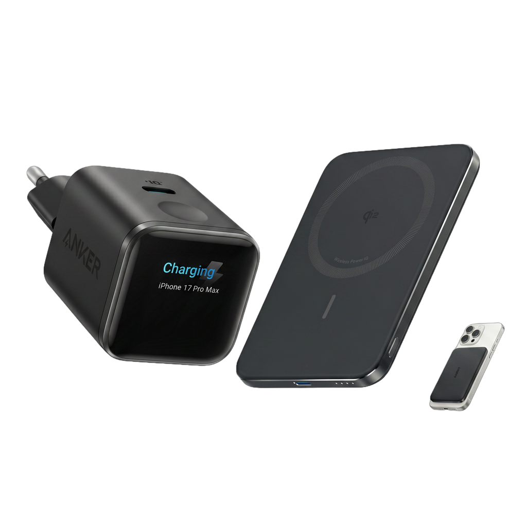 ANKERXI Nano 45W Smart Display-Charger (black) + ANKERXI Nano Power Bank (5K, MagGo, Slim)