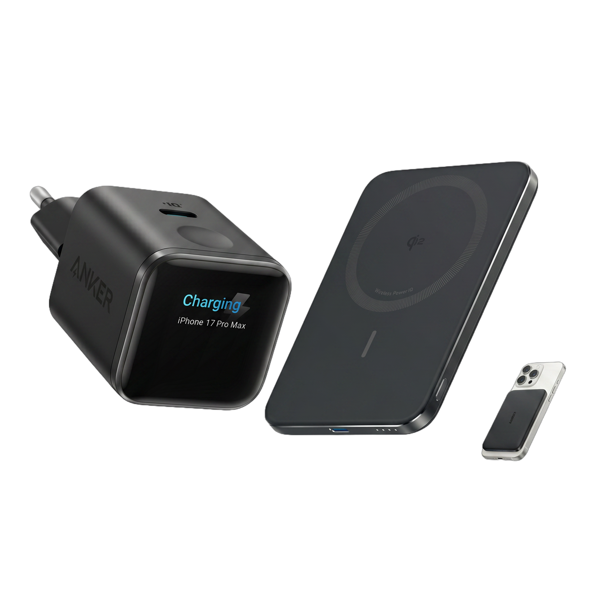ANKERXI Nano 45W Smart Display-Charger (black) + ANKERXI Nano Power Bank (5K, MagGo, Slim)