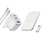 ANKERXI Nano Charger (70W, 3 Ports)+ANKERXI Nano Power Bank (5K, Magnetic, Slim) white