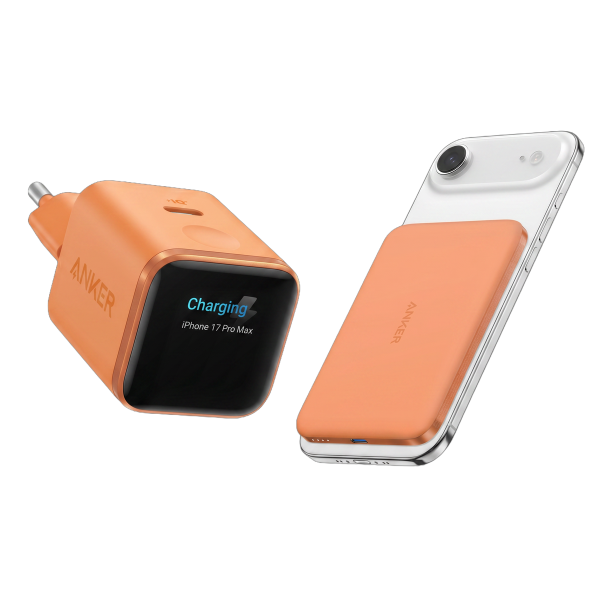 ANKERXI Nano Charger (45W, Smart Display)+ANKERXI Nano Power Bank (5K, Magnetic, Slim) Orange