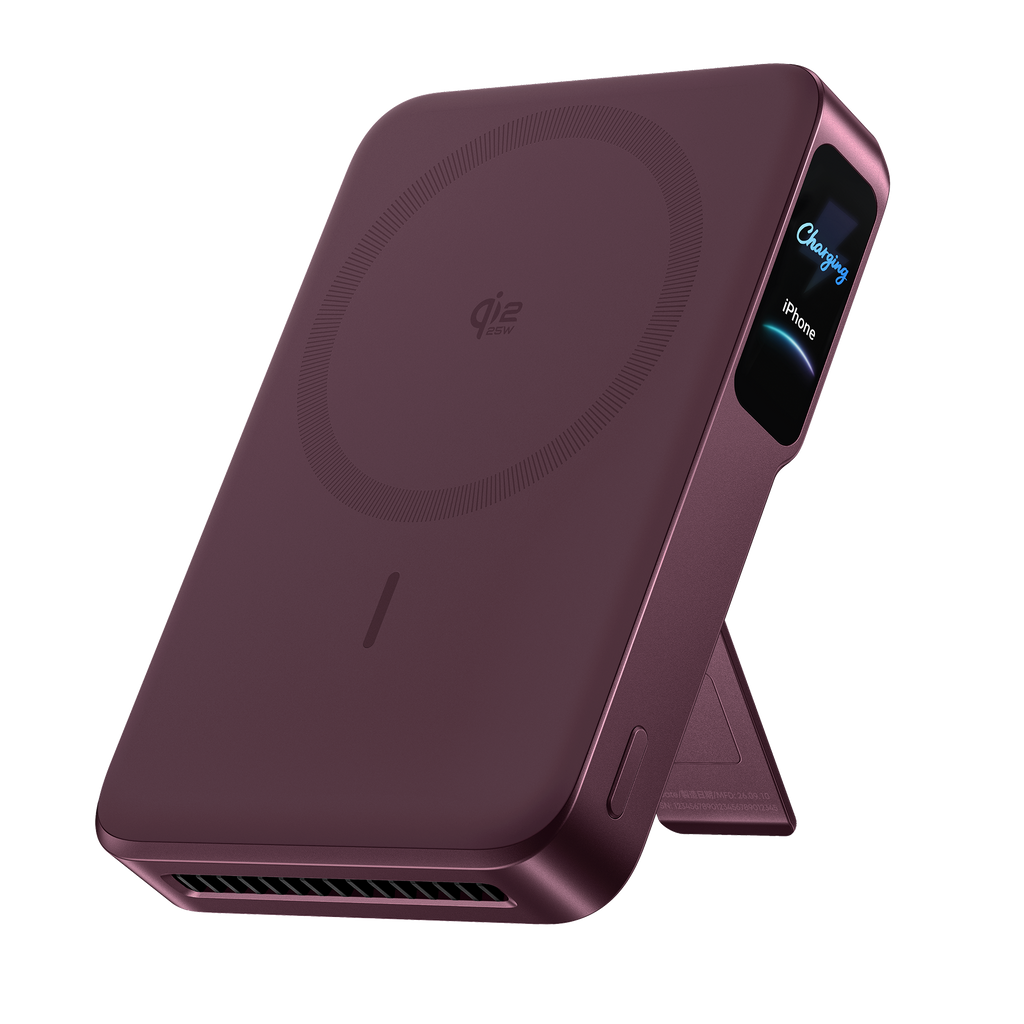 ANKERXI MagGo 2 Pro Magnetic Power Bank (10K, Qi2 25W, Active Cooling) - Burgundy Red