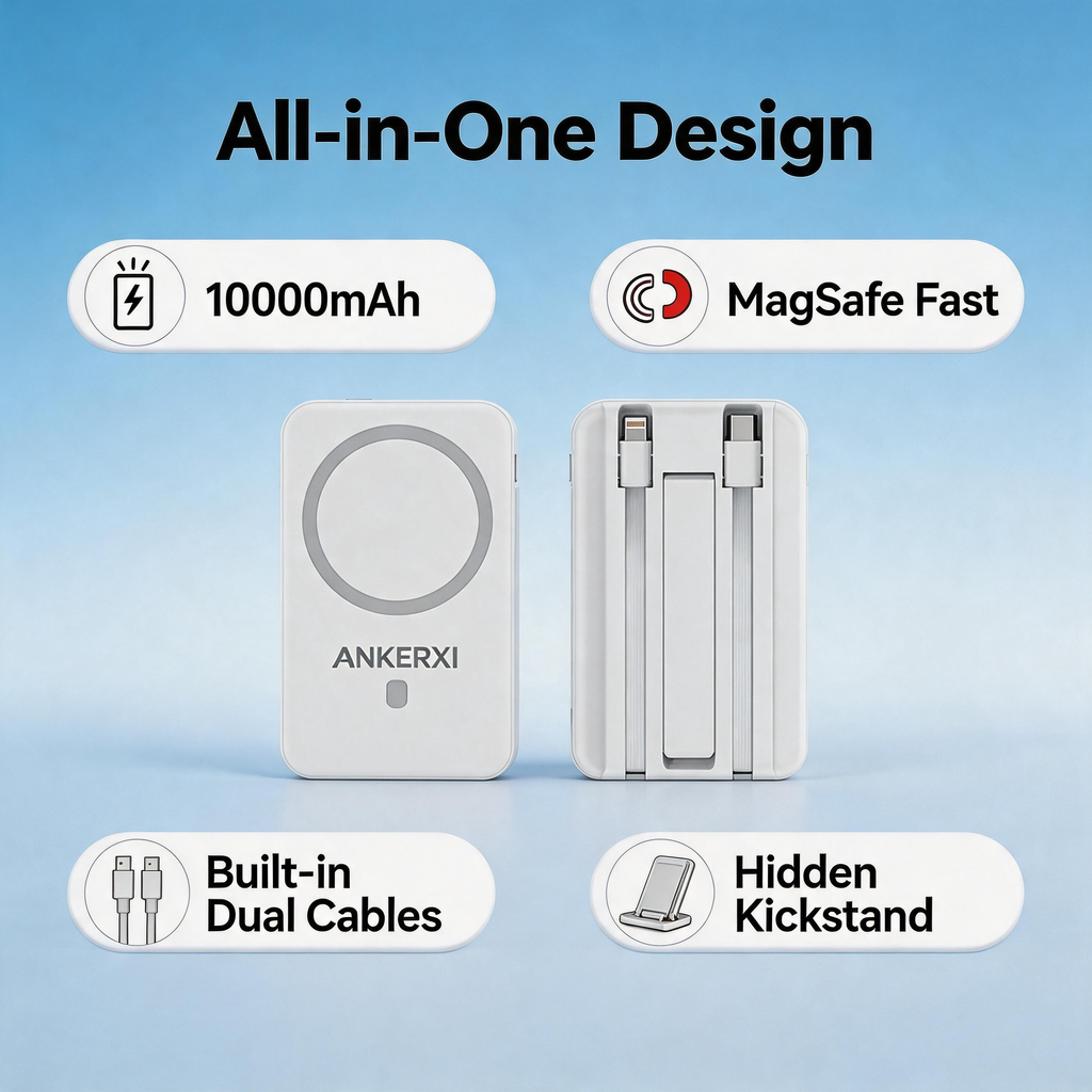 Built-In Cable Power Bank 10000mAh