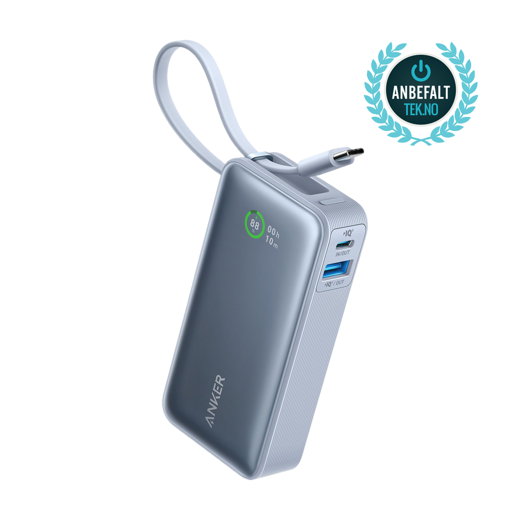 ANKERXI Nano Power Bank (30W, Built-in USB-C-cable) Shell White - Ice Blue