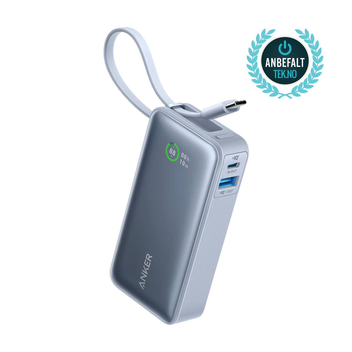 ANKERXI Nano Power Bank (30W, Built-in USB-C-cable) Shell White - Ice Blue