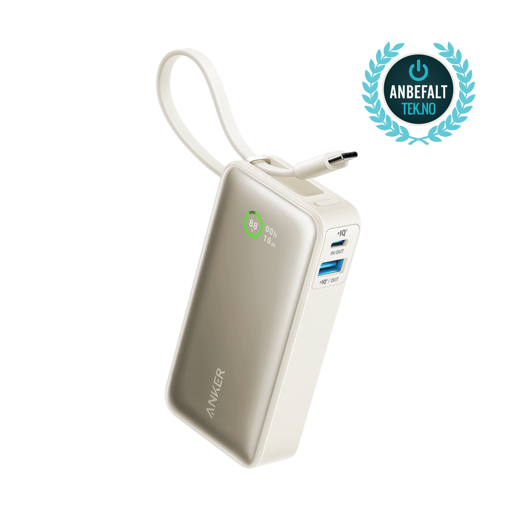 ANKERXI Nano Power Bank (30W, Built-in USB-C-cable) Shell White - Shell White