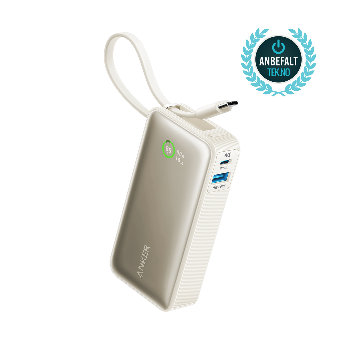 ANKERXI Nano Power Bank (30W, Built-in USB-C-cable) Shell White - Shell White