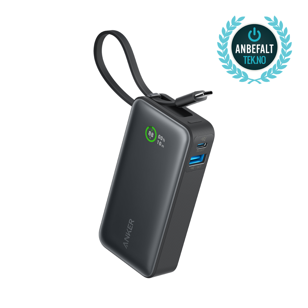 ANKERXI Nano Power Bank (30W, Built-in USB-C-cable) Shell White - Black Stone