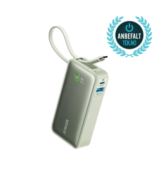 ANKERXI Nano Power Bank (30W, Built-in USB-C-cable) Shell White - Green