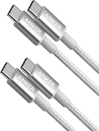 2 Pack New Nylon USB C to USB C Cable (3.3ft 60W) - Silver