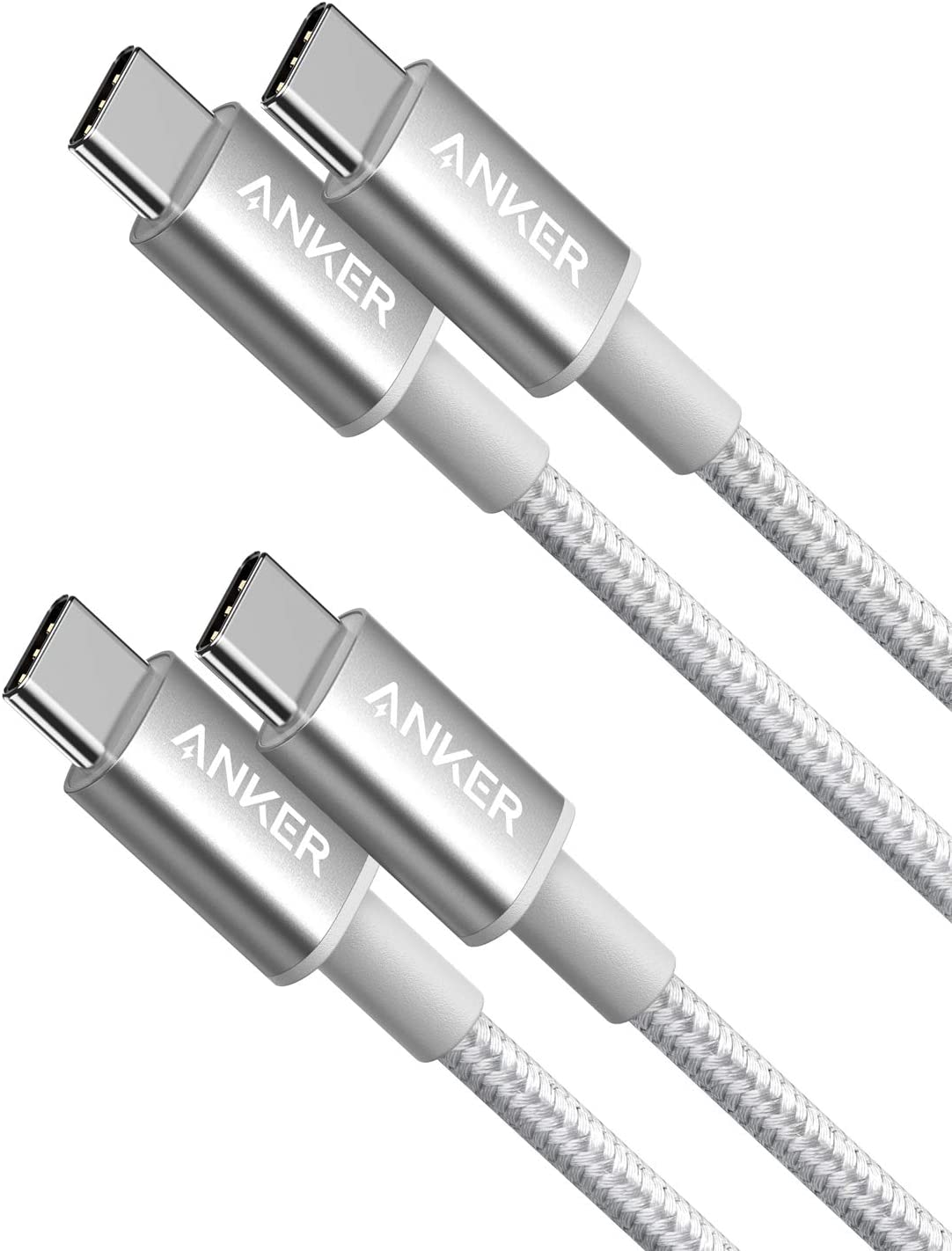 2 Pack New Nylon USB C to USB C Cable (3.3ft 60W) - Silver