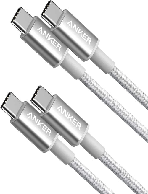 2 Pack New Nylon USB C to USB C Cable (3.3ft 60W) - Silver